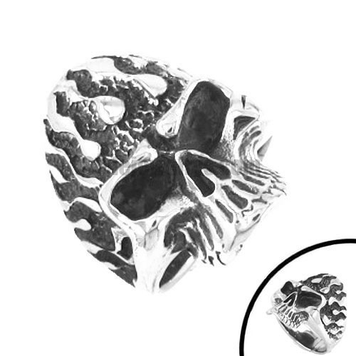 Mens Biker Vintage Gothic Stainless Steel Skull Ring SWR0106 - Click Image to Close